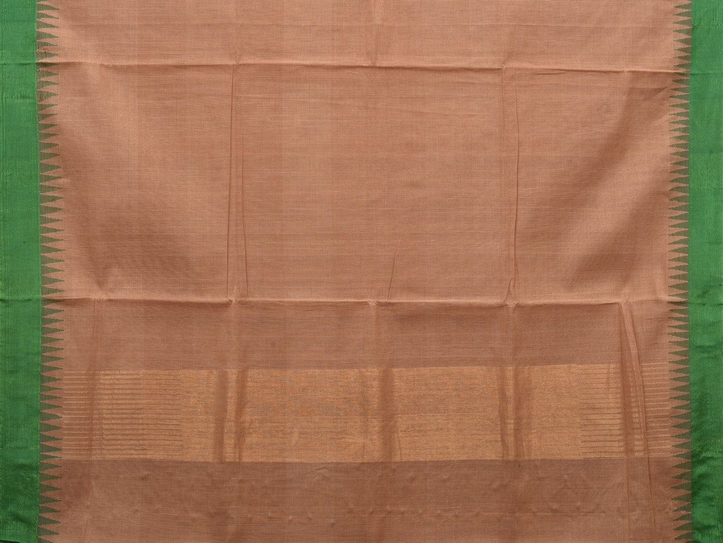 Cream Khadi Cotton Handloom Plain Saree with Temple Border Design kh0578