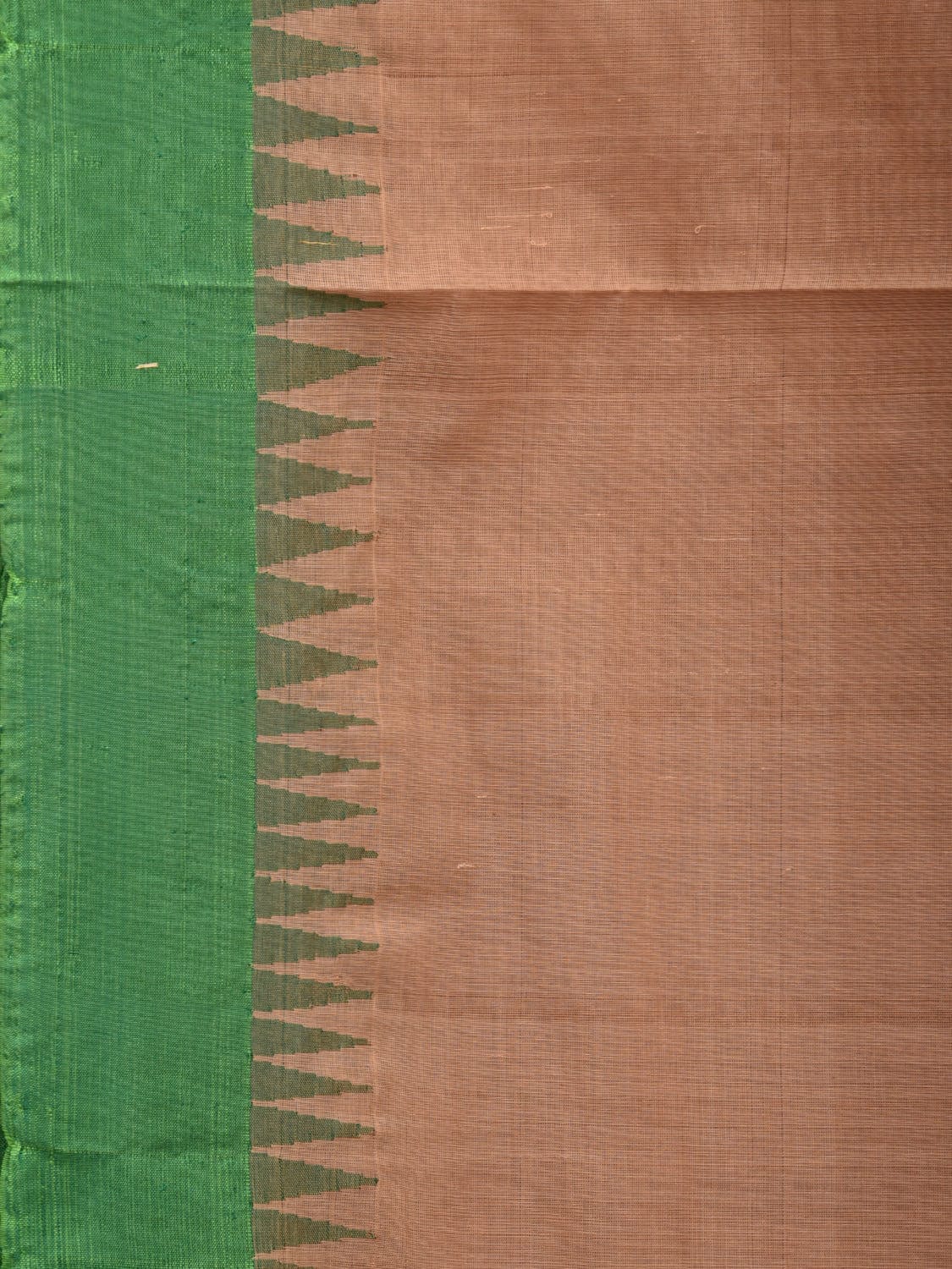 Cream Khadi Cotton Handloom Plain Saree with Temple Border Design kh0578