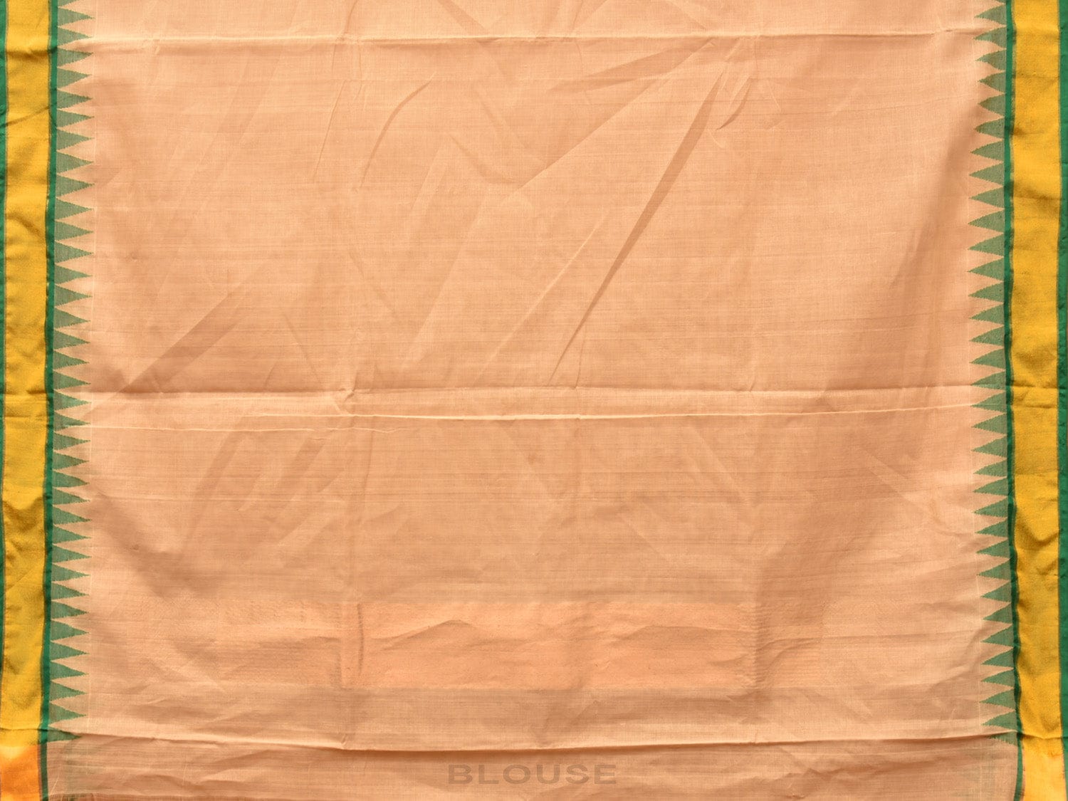 Cream Khadi Cotton Handloom Plain Saree with Temple Border Design kh0623