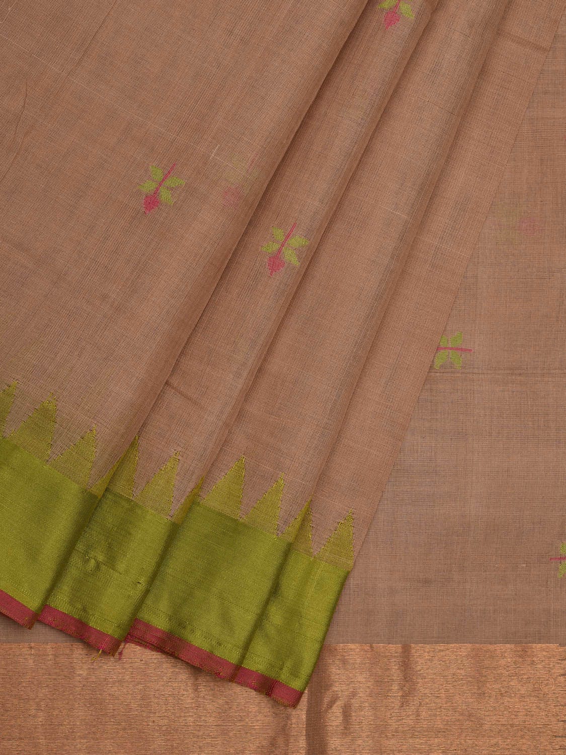 Cream Khadi Cotton Handloom Saree with Jamdani Buta Design kh0556