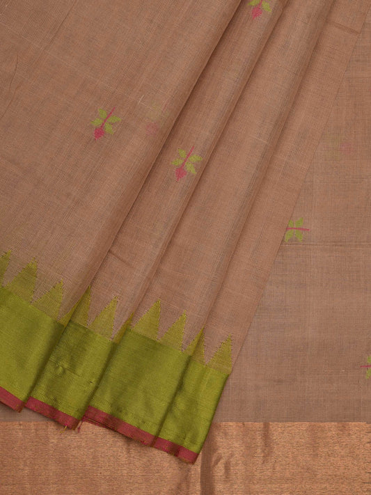 Cream Khadi Cotton Handloom Saree with Jamdani Buta Design kh0556