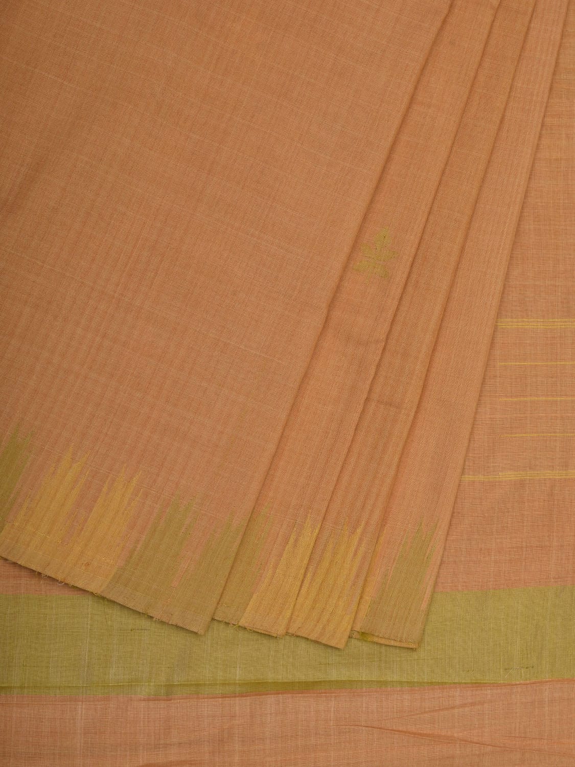 Cream Khadi Cotton Handloom Saree with Temple Border Design kh0552