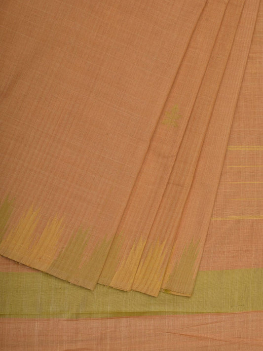 Cream Khadi Cotton Handloom Saree with Temple Border Design kh0552