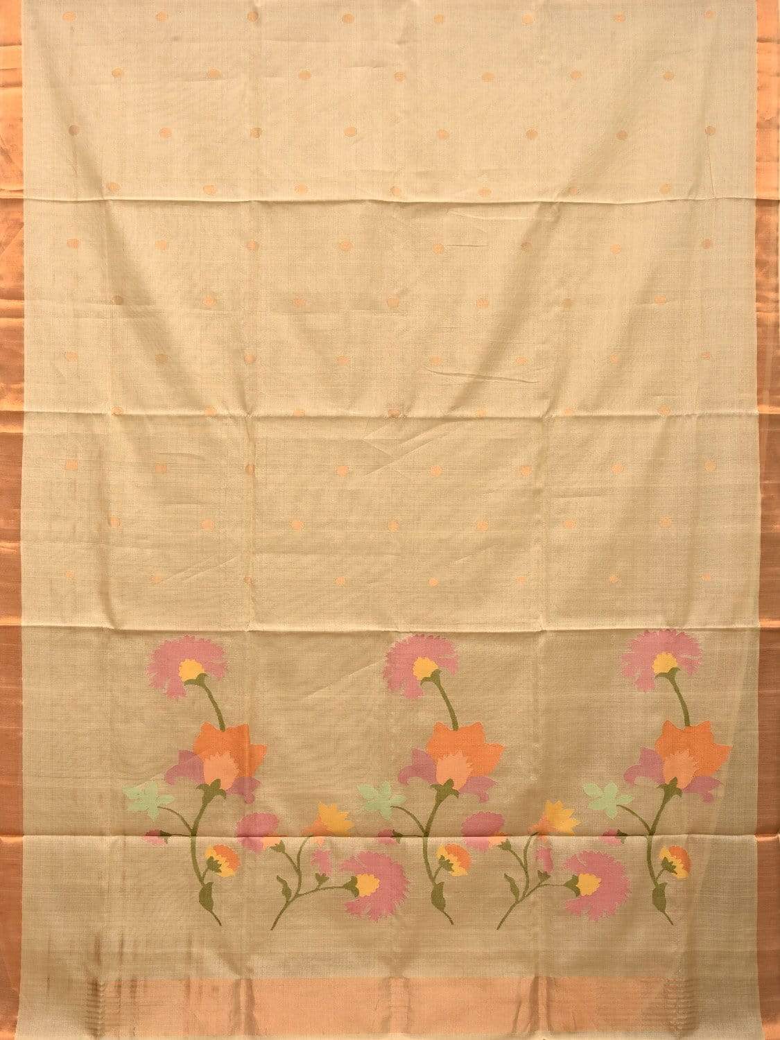 Cream Khadi Tussar Handloom Saree with Pallu Design kh0516