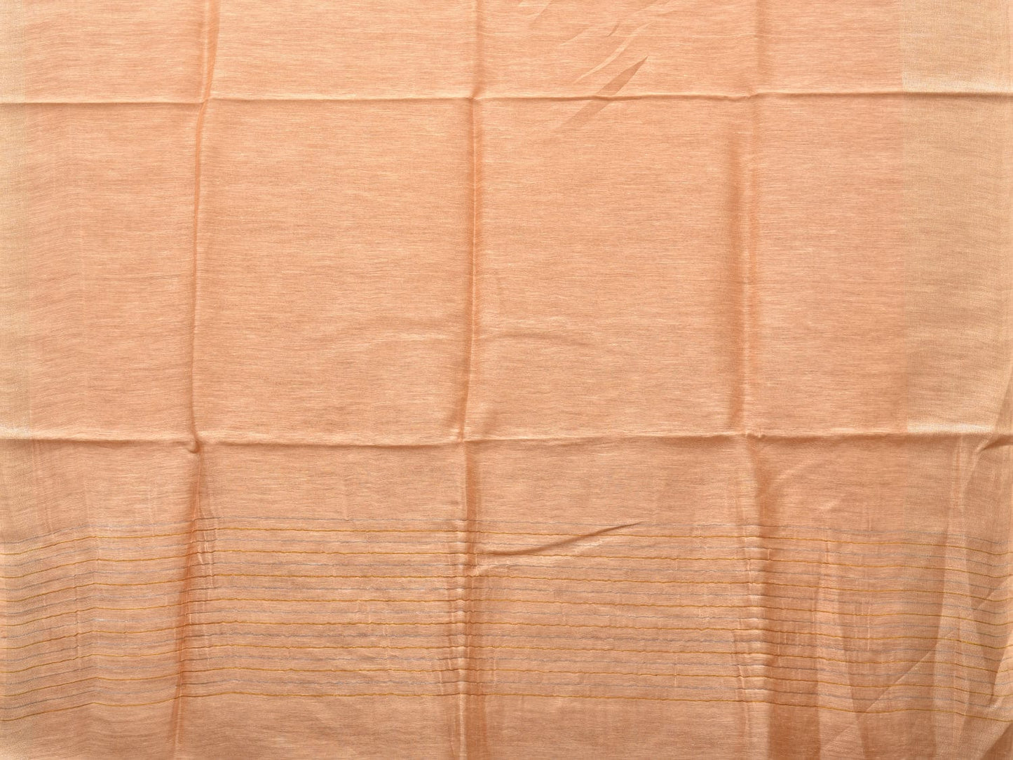 Cream Linen Plain Saree with Strips Pallu Design o0432