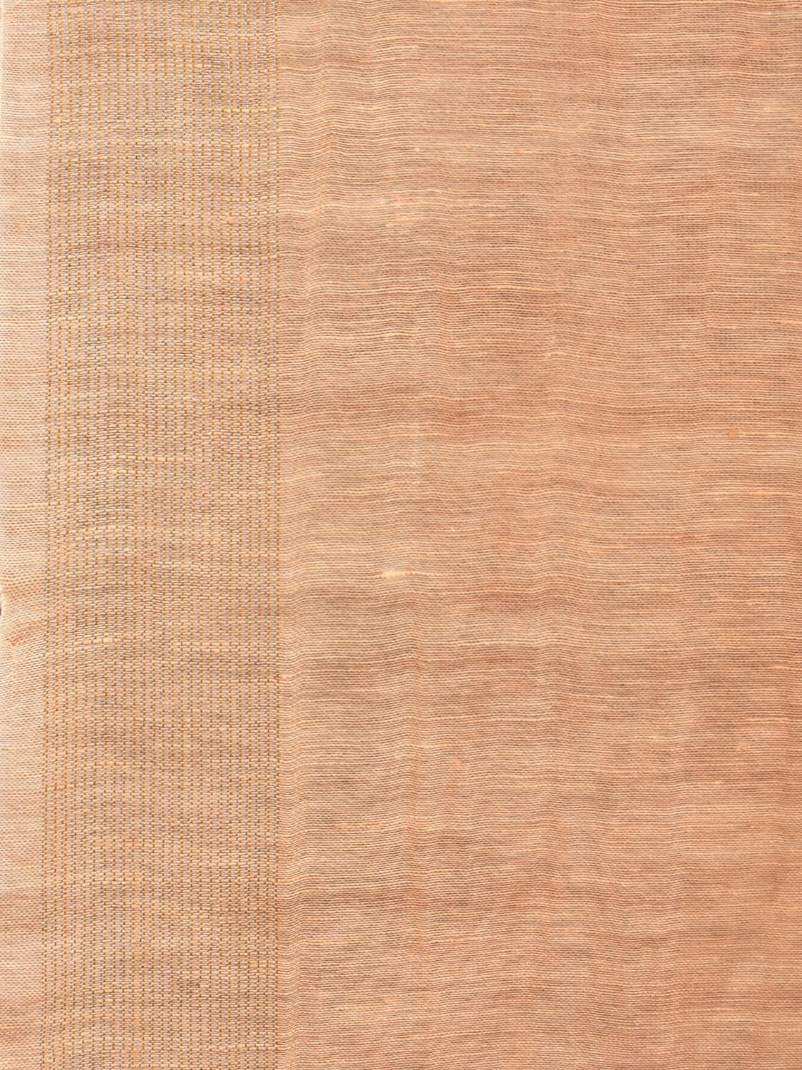 Cream Linen Plain Saree with Strips Pallu Design o0432