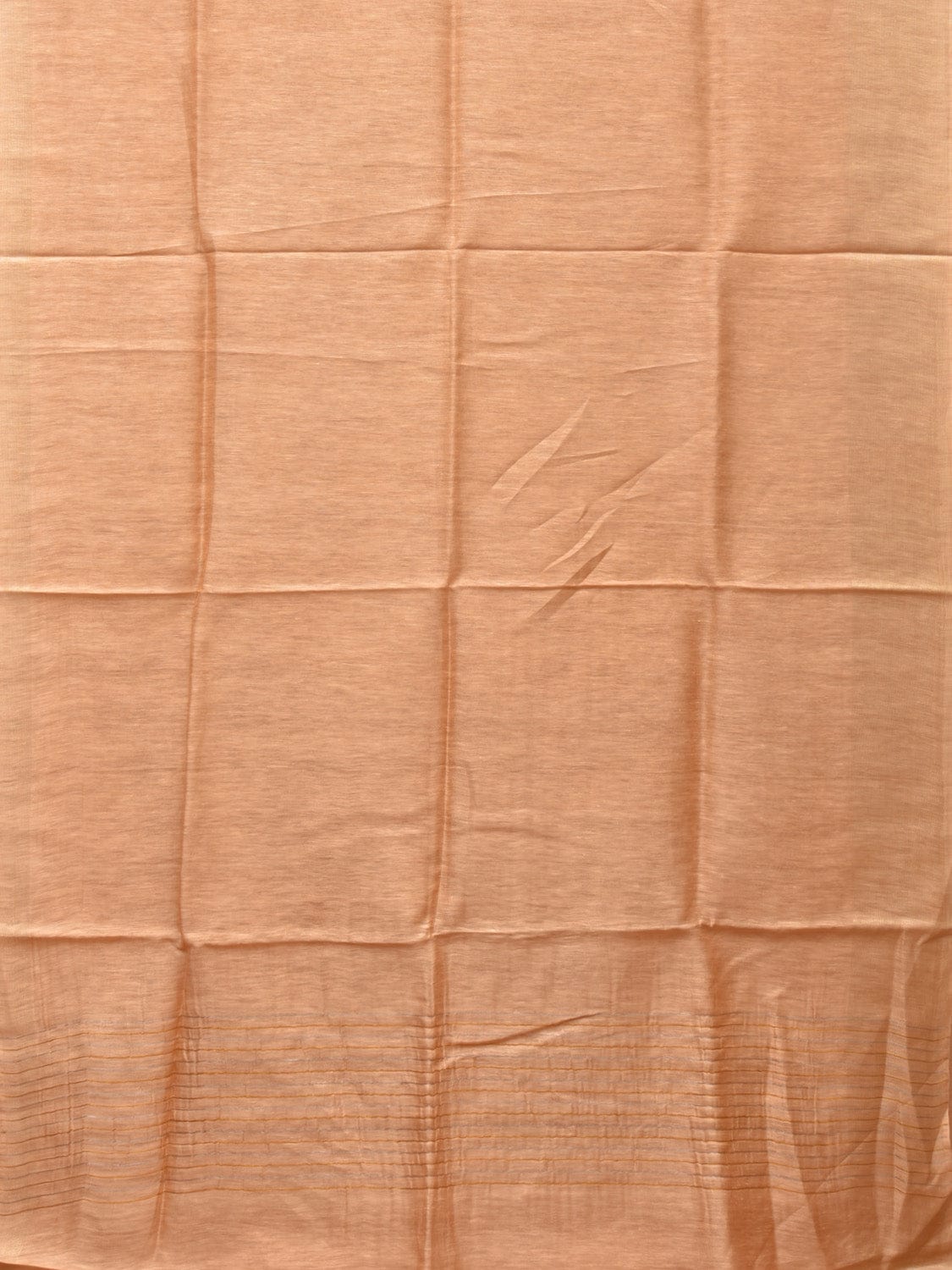 Cream Linen Plain Saree with Strips Pallu Design o0432