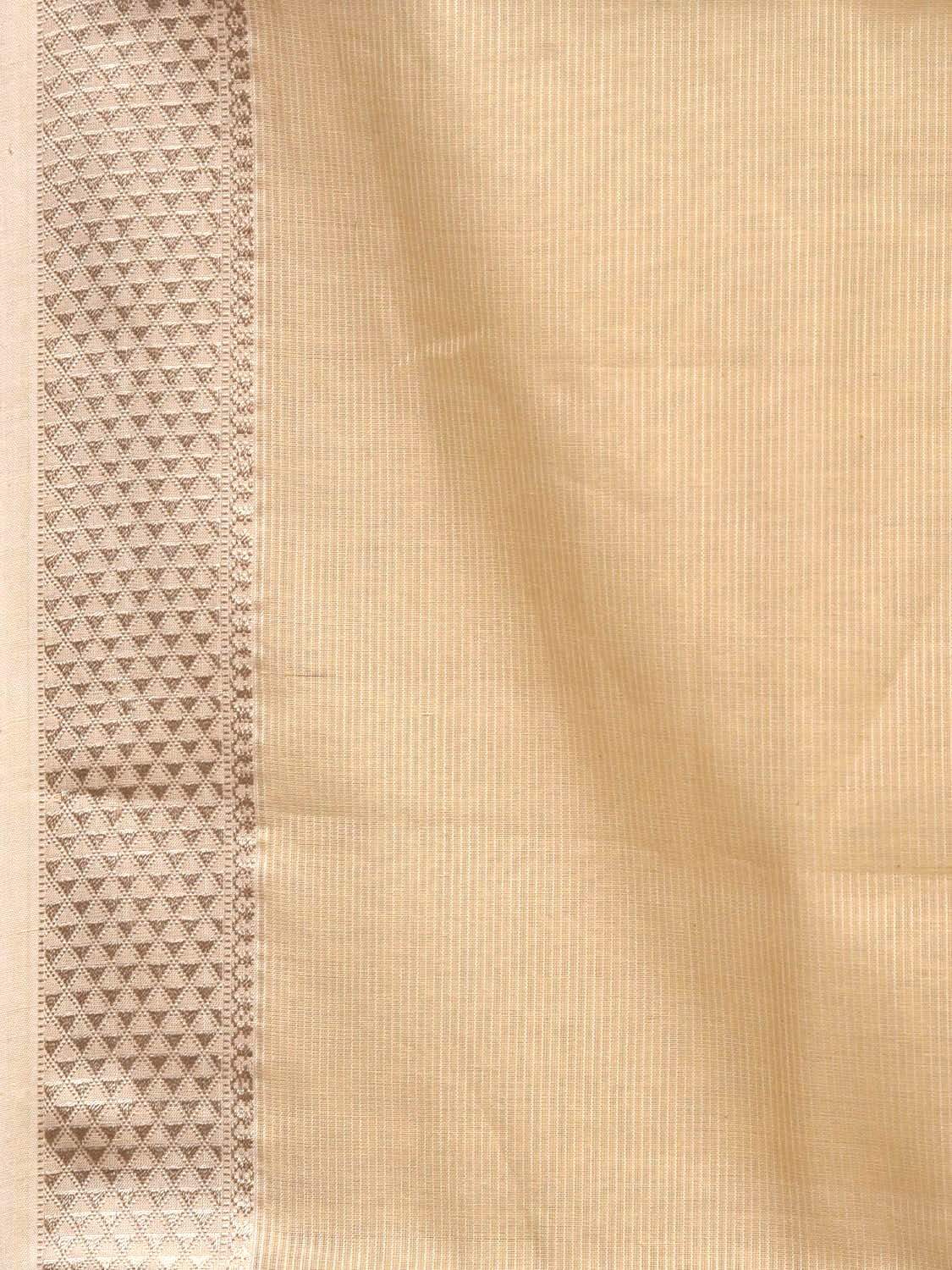 Cream Maheshwari Cotton Silk Handloom Saree with Strips Pallu Design m0119