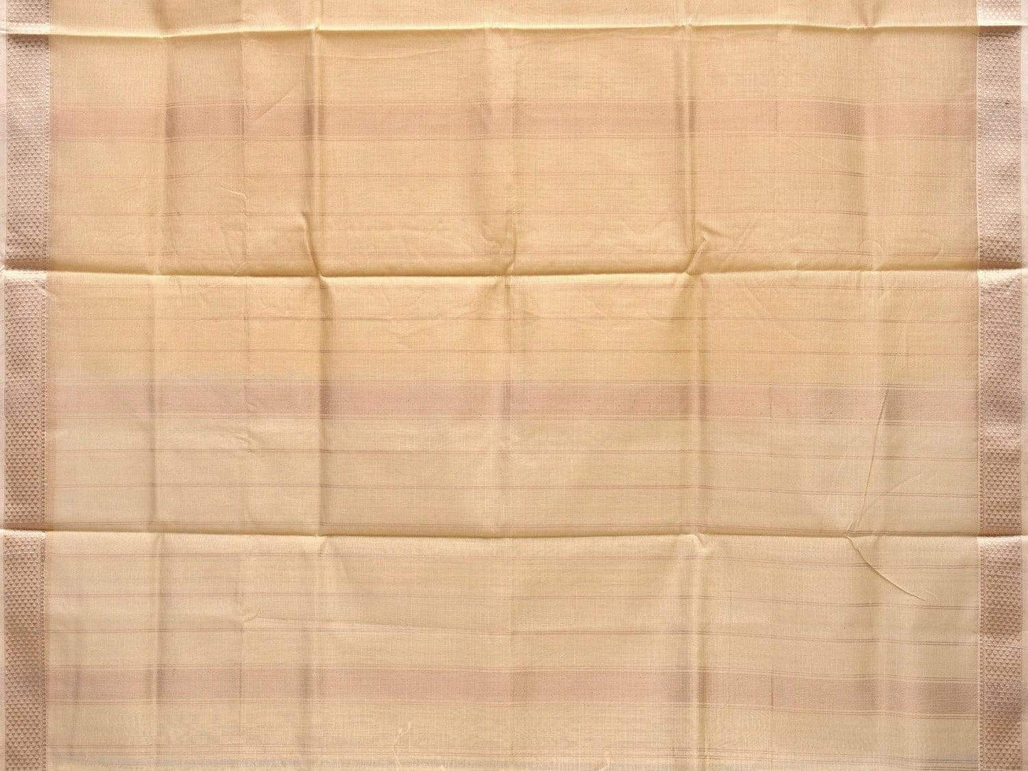 Cream Maheshwari Cotton Silk Handloom Saree with Strips Pallu Design m0119