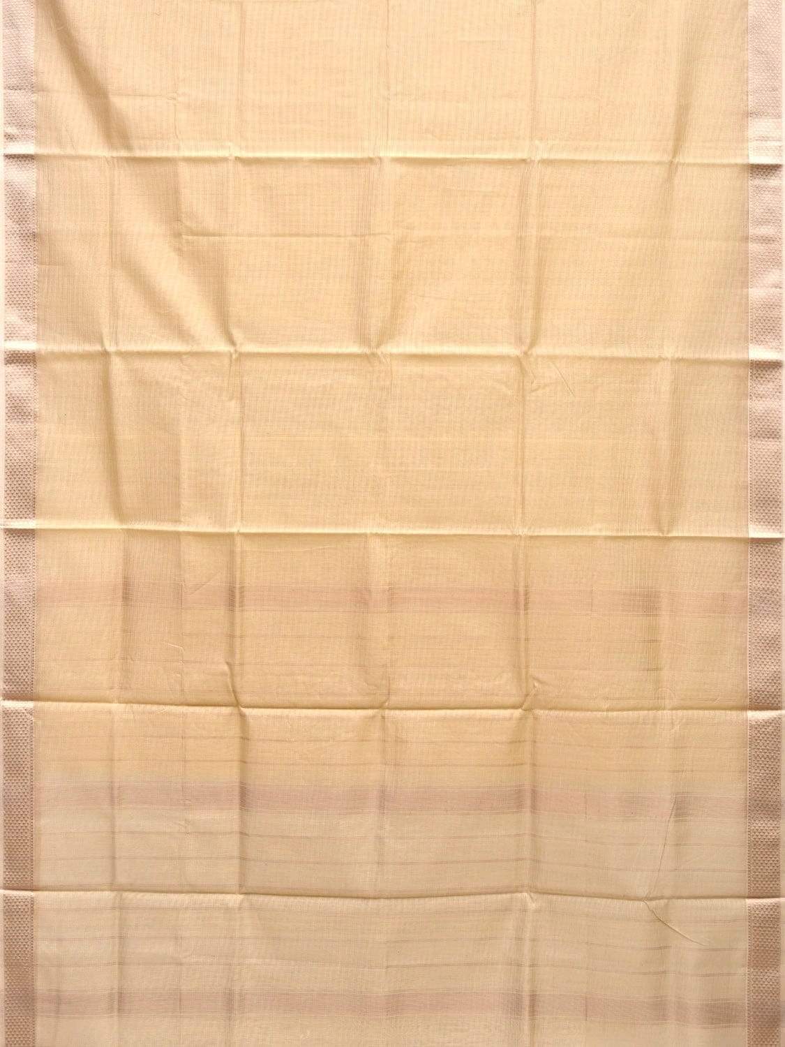 Cream Maheshwari Cotton Silk Handloom Saree with Strips Pallu Design m0119