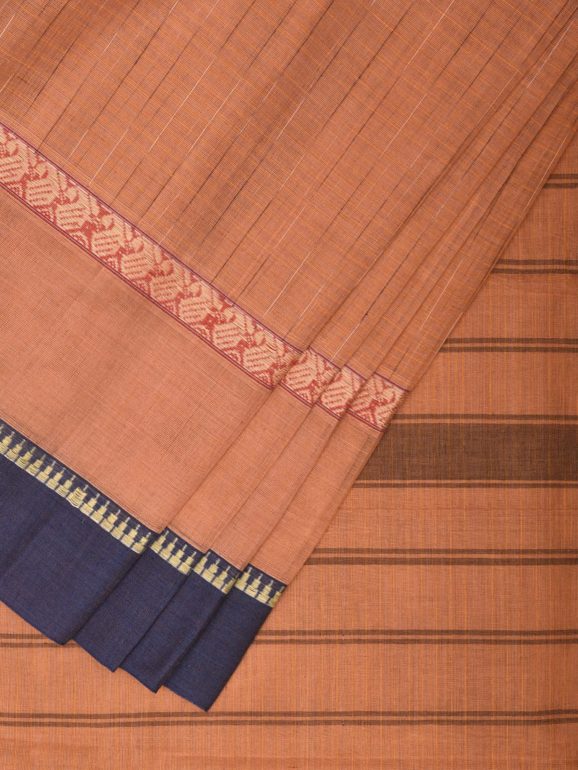 Cream Narayanpet Cotton Handloom Saree with Big Border Design No Blouse np0907