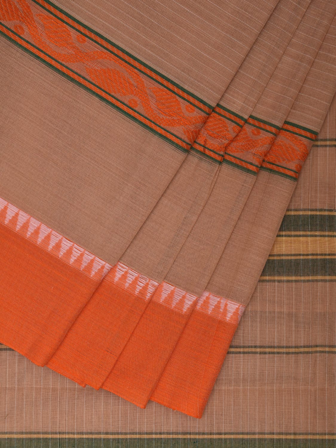Cream Narayanpet Cotton Handloom Saree with Big Border Design No Blouse np0925