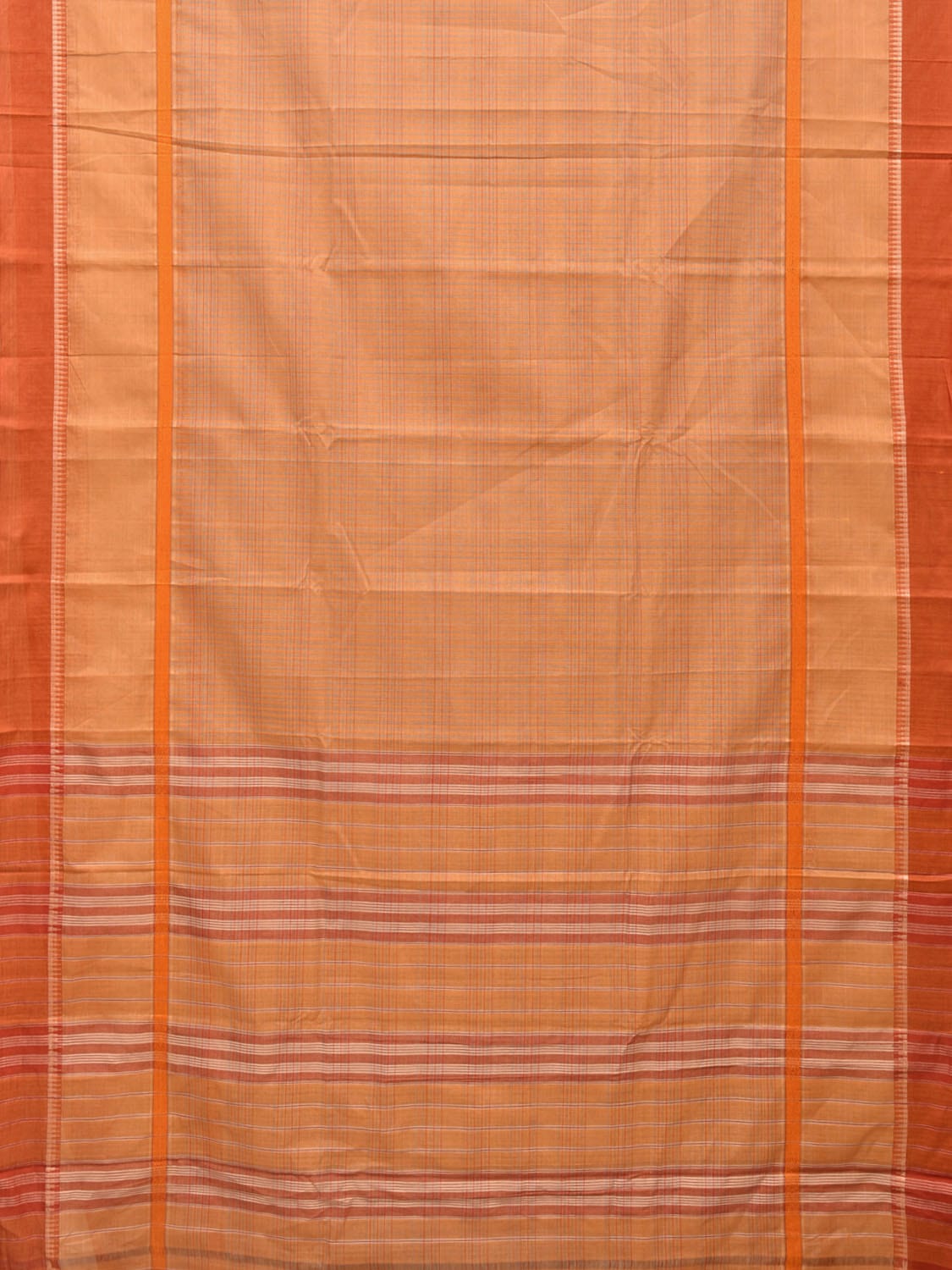 Cream Narayanpet Cotton Handloom Saree with Check Design No Blouse np0712