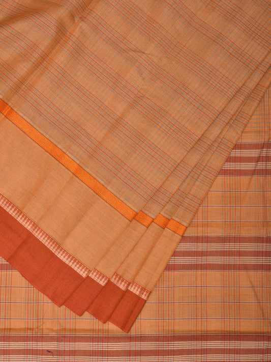 Cream Narayanpet Cotton Handloom Saree with Check Design No Blouse np0712