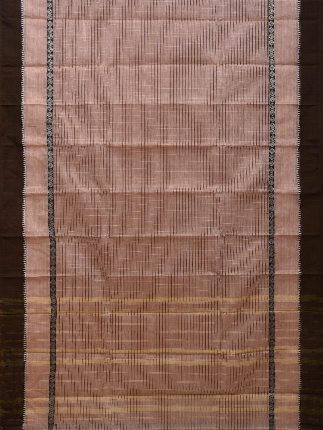 Cream Narayanpet Cotton Handloom Saree with Checks Design No Blouse np0622