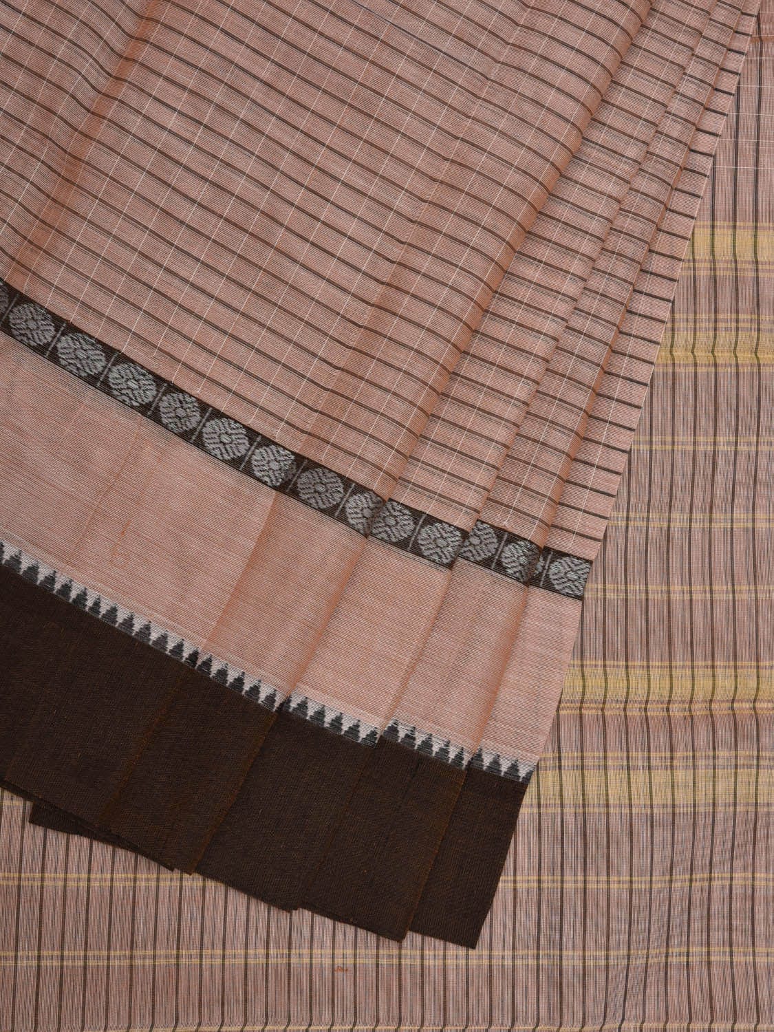 Cream Narayanpet Cotton Handloom Saree with Checks Design No Blouse np0622