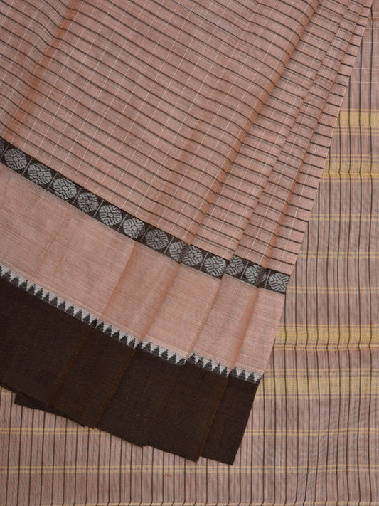 Cream Narayanpet Cotton Handloom Saree with Checks Design No Blouse np0622