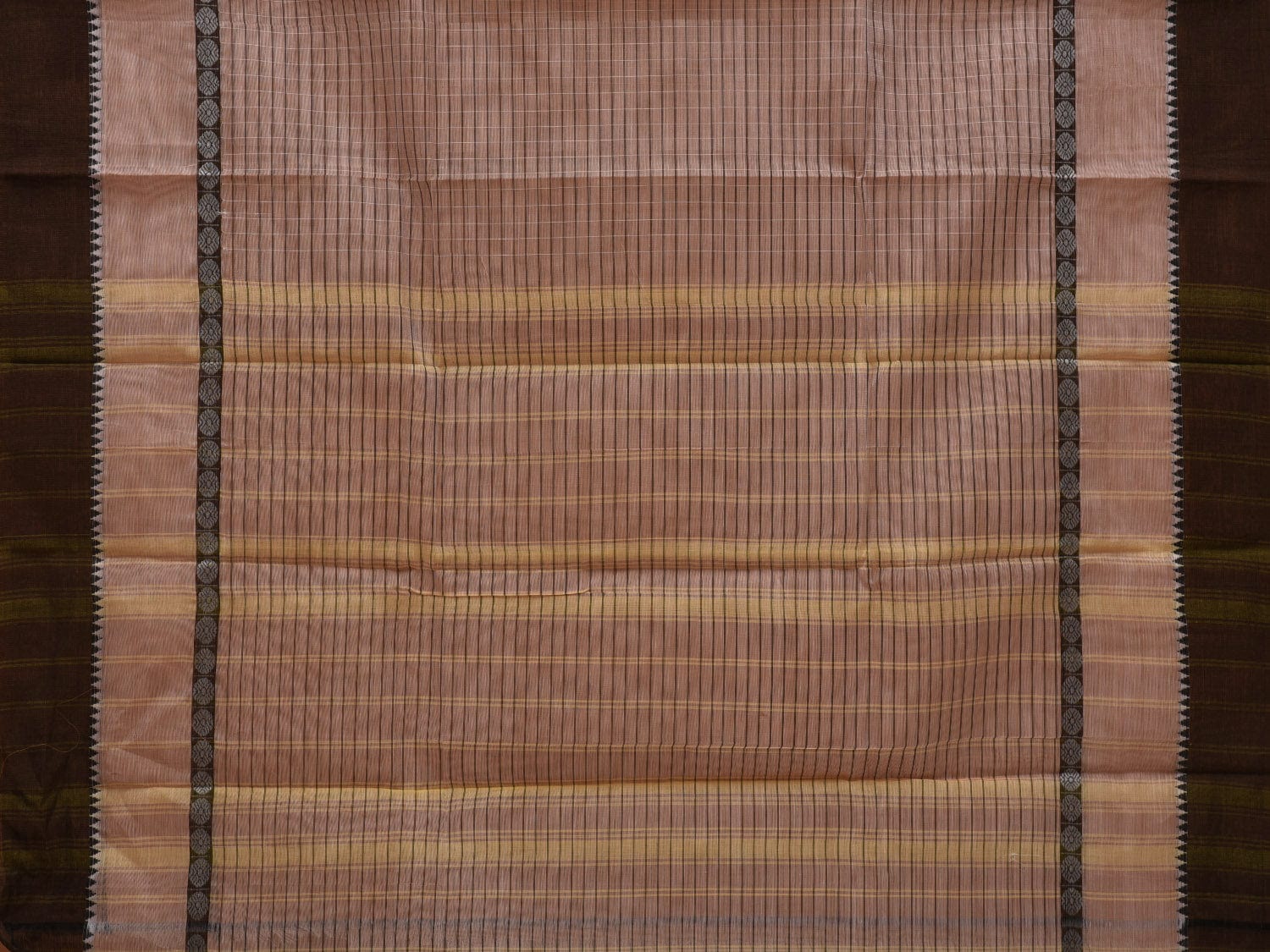 Cream Narayanpet Cotton Handloom Saree with Checks Design No Blouse np0622