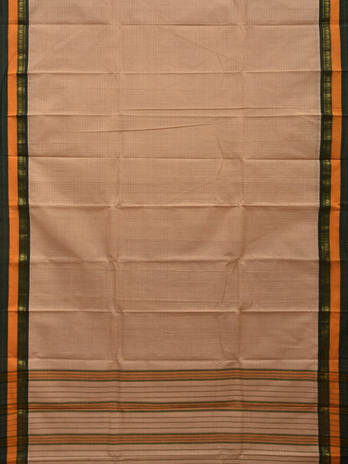 Cream Narayanpet Cotton Handloom Saree with Checks Design No Blouse np0626