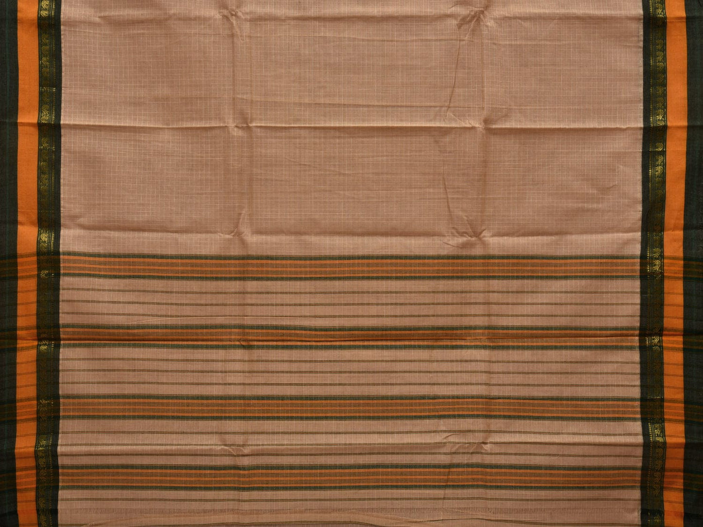 Cream Narayanpet Cotton Handloom Saree with Checks Design No Blouse np0626