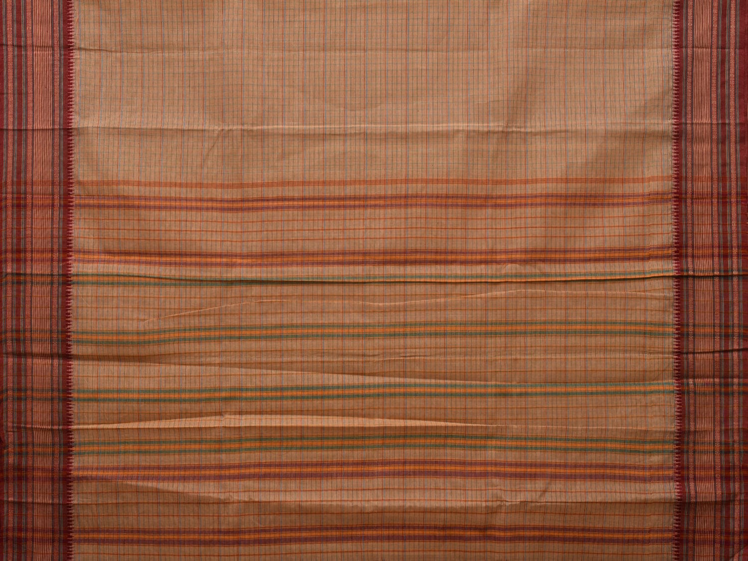 Cream Narayanpet Cotton Handloom Saree with Checks Design No Blouse np0651