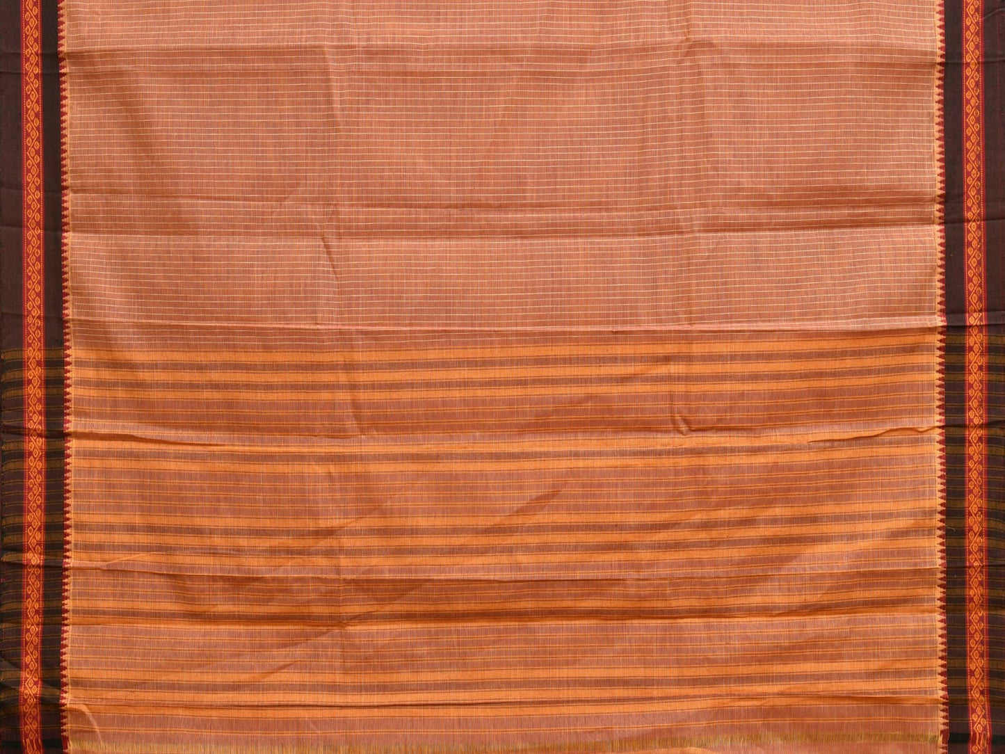 Cream Narayanpet Cotton Handloom Saree with Checks Design No Blouse np0846