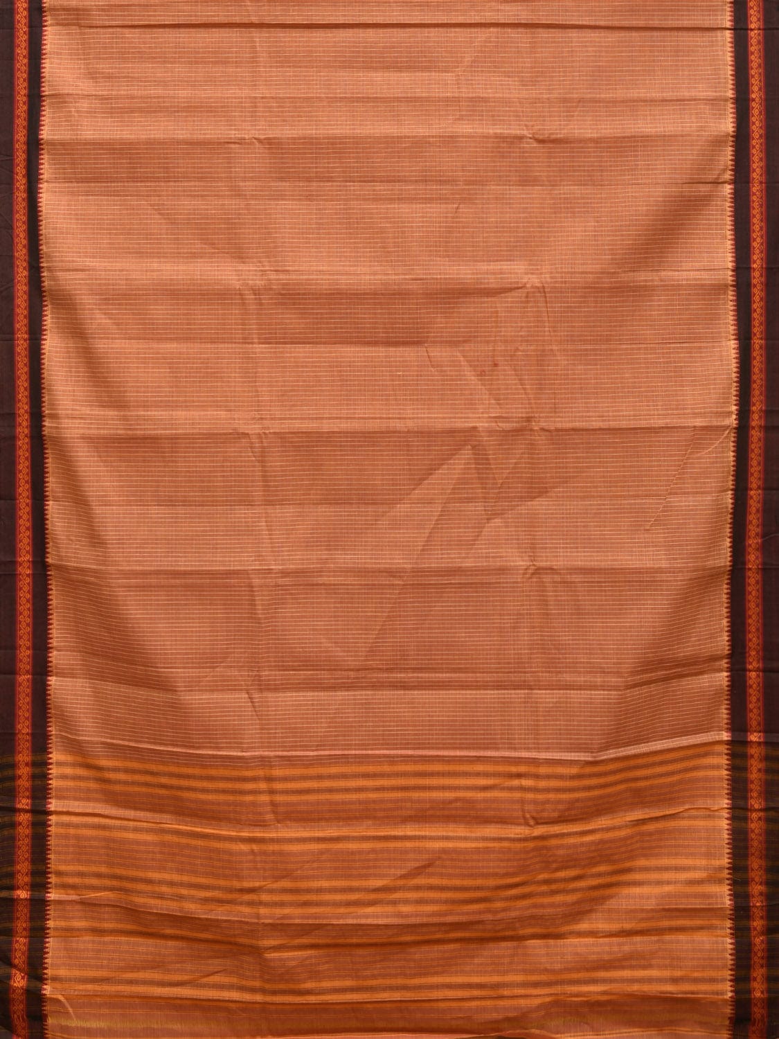 Cream Narayanpet Cotton Handloom Saree with Checks Design No Blouse np0846