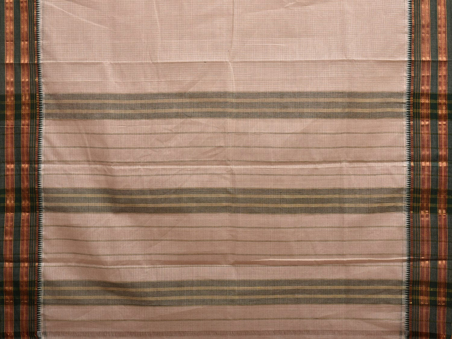 Cream Narayanpet Cotton Handloom Saree with Checks Design No Blouse np0881