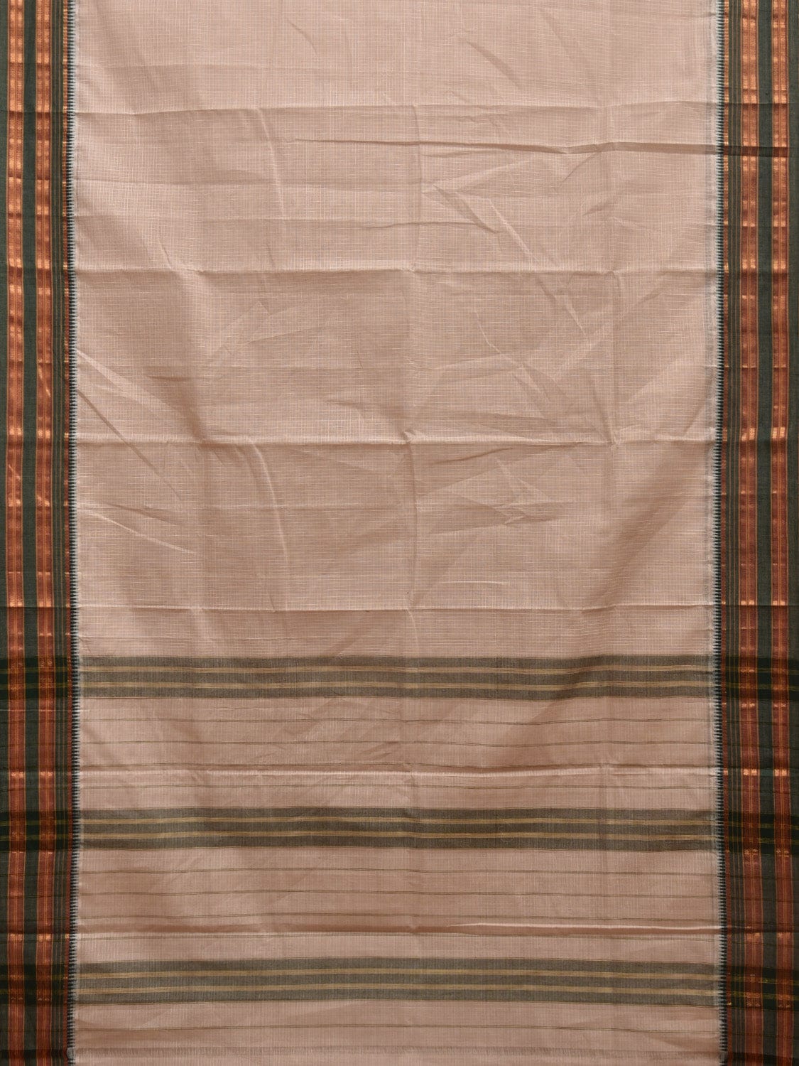 Cream Narayanpet Cotton Handloom Saree with Checks Design No Blouse np0881