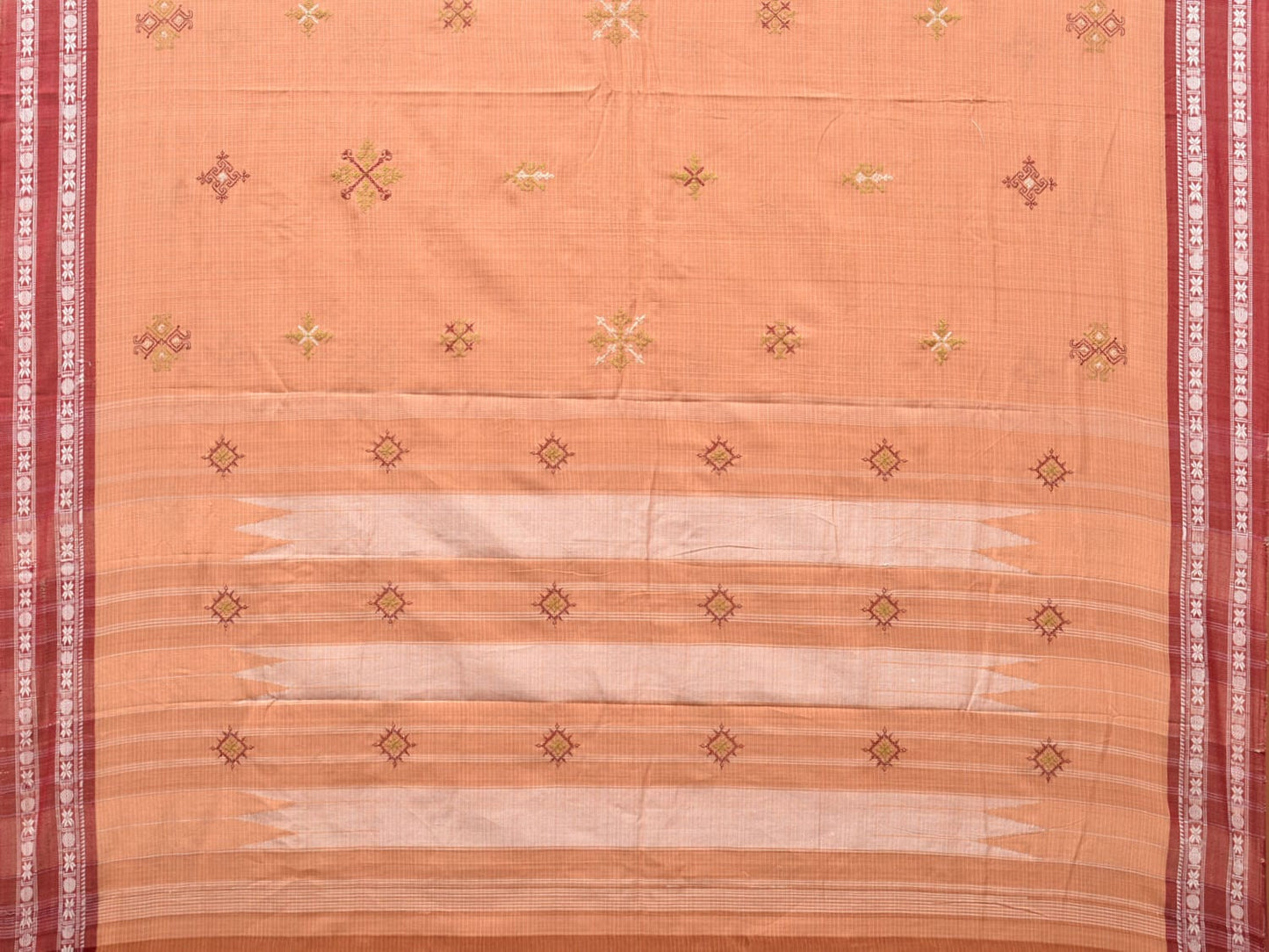Cream Narayanpet Cotton Handloom Saree with Kasuti Work Design o0404