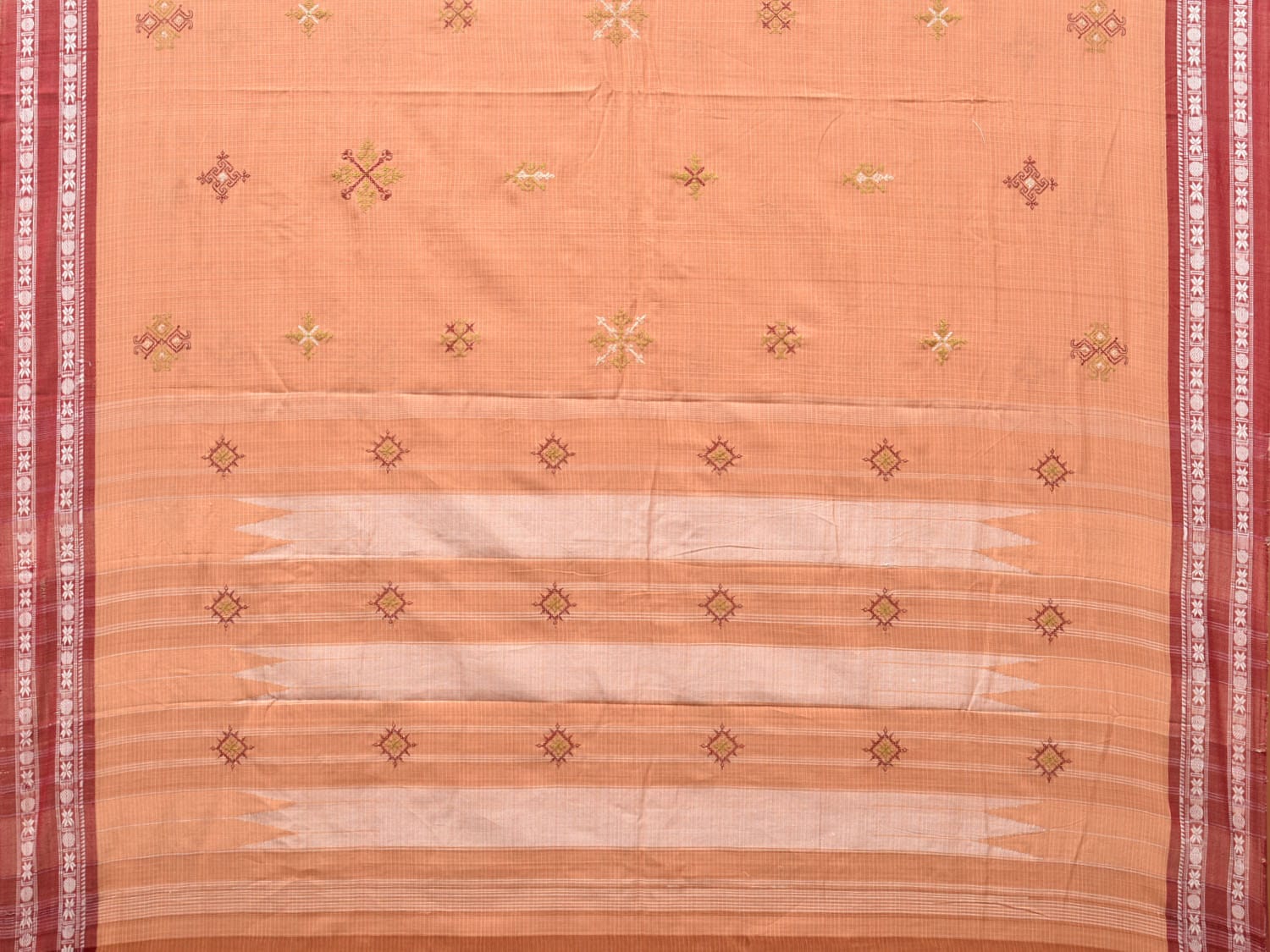 Cream Narayanpet Cotton Handloom Saree with Kasuti Work Design o0404