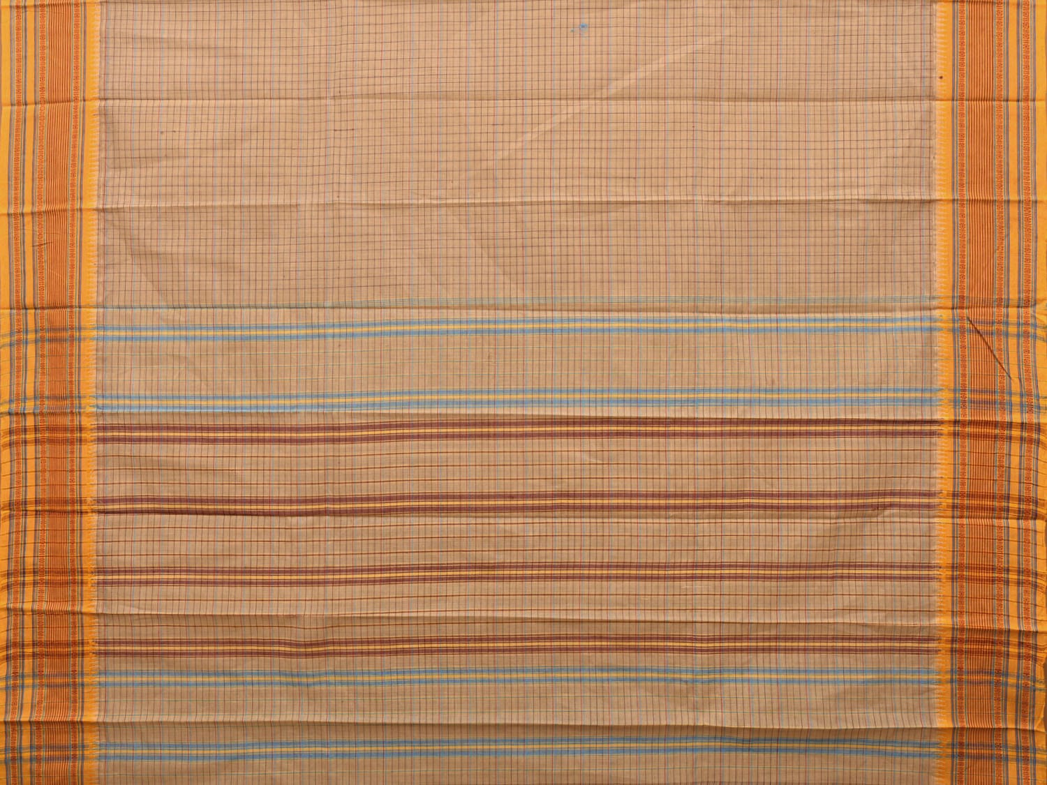 Cream Narayanpet Cotton Handloom Saree with Strips Design No Blouse np0700