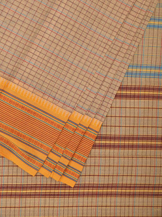 Cream Narayanpet Cotton Handloom Saree with Strips Design No Blouse np0700