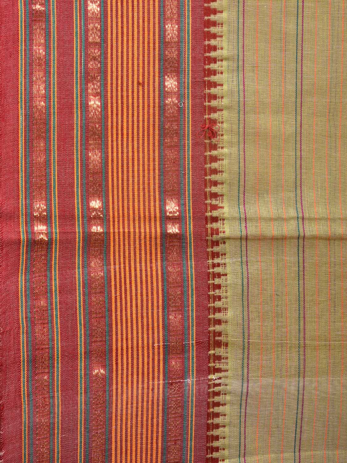 Cream Narayanpet Cotton Handloom Saree with Strips Design No Blouse np0788