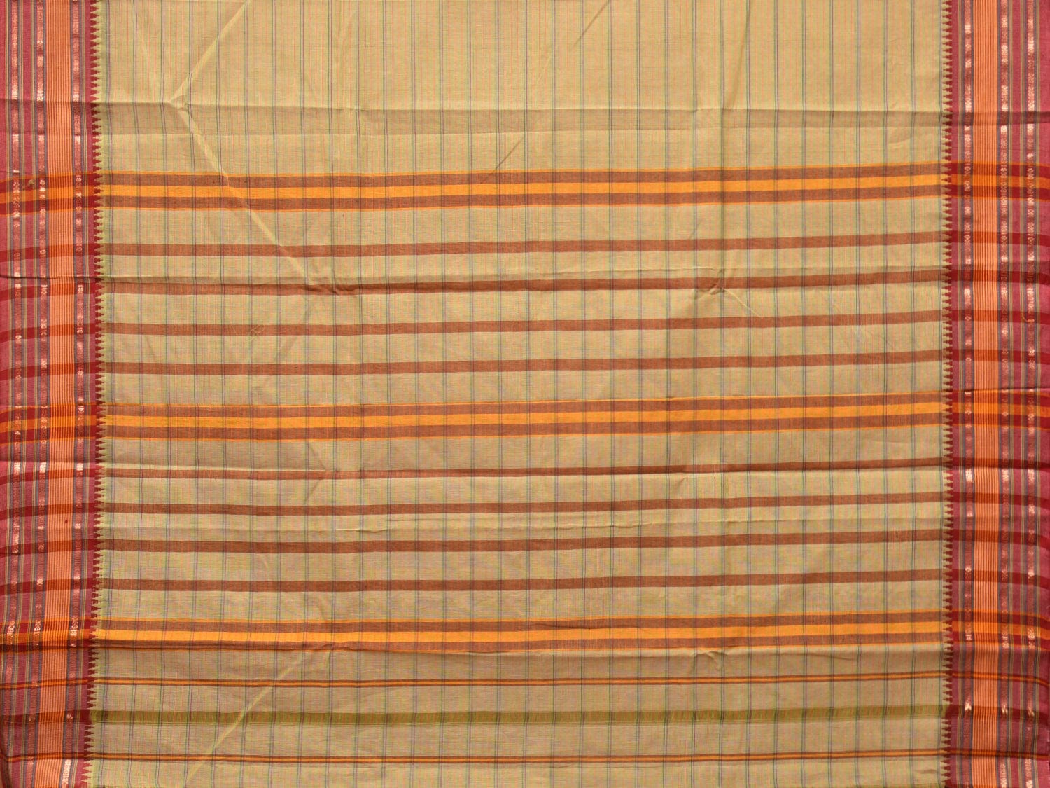 Cream Narayanpet Cotton Handloom Saree with Strips Design No Blouse np0788