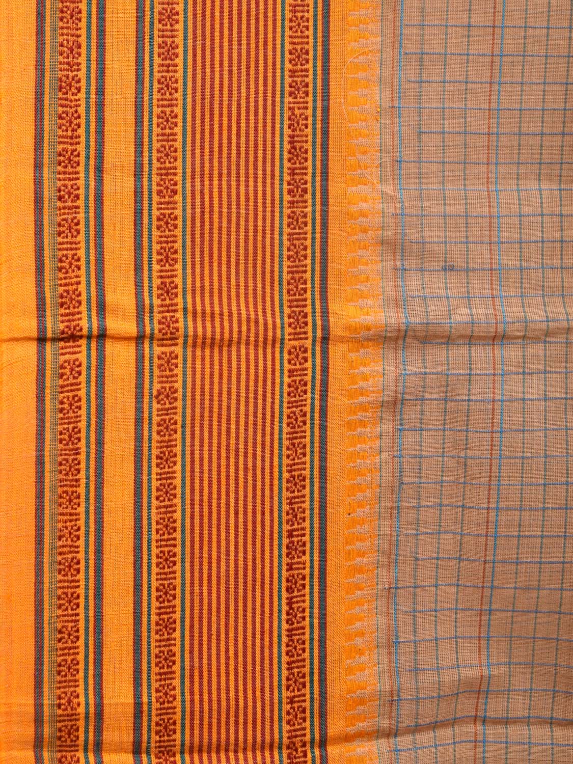 Cream Narayanpet Cotton Handloom Saree with Strips Design No Blouse np0798