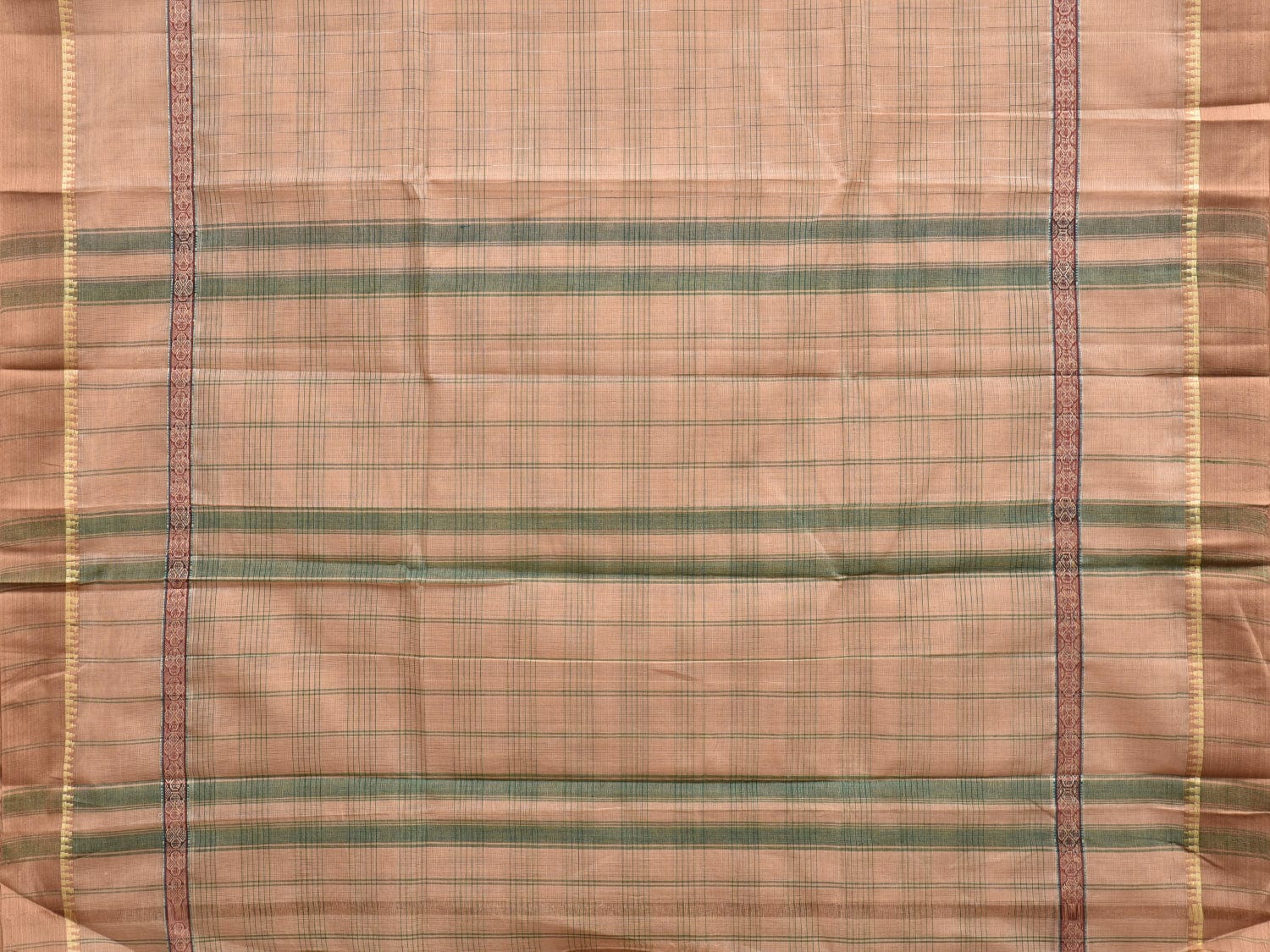 Cream Narayanpet Cotton Handloom Saree with Strips Design No Blouse np0850