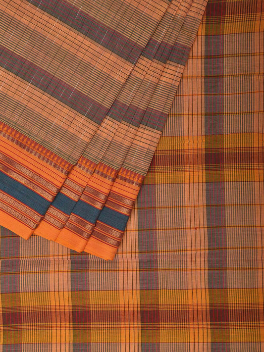 Cream Narayanpet Cotton Handloom Saree with Strips Design No Blouse np1054