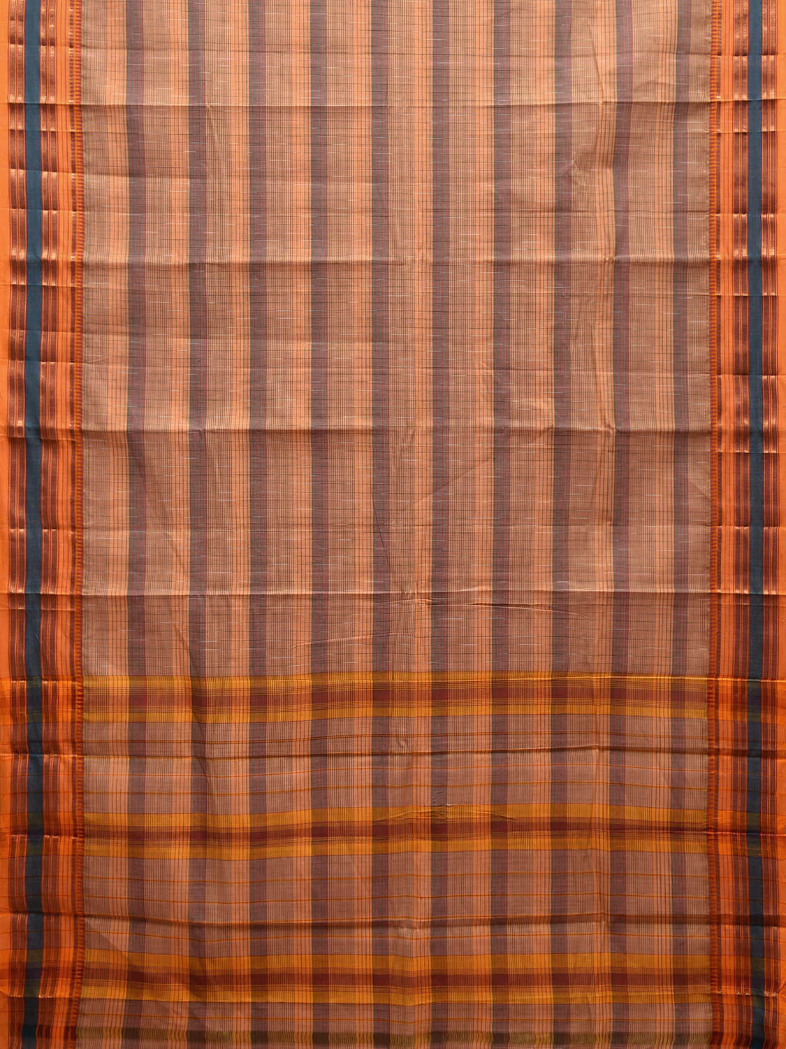 Cream Narayanpet Cotton Handloom Saree with Strips Design No Blouse np1054