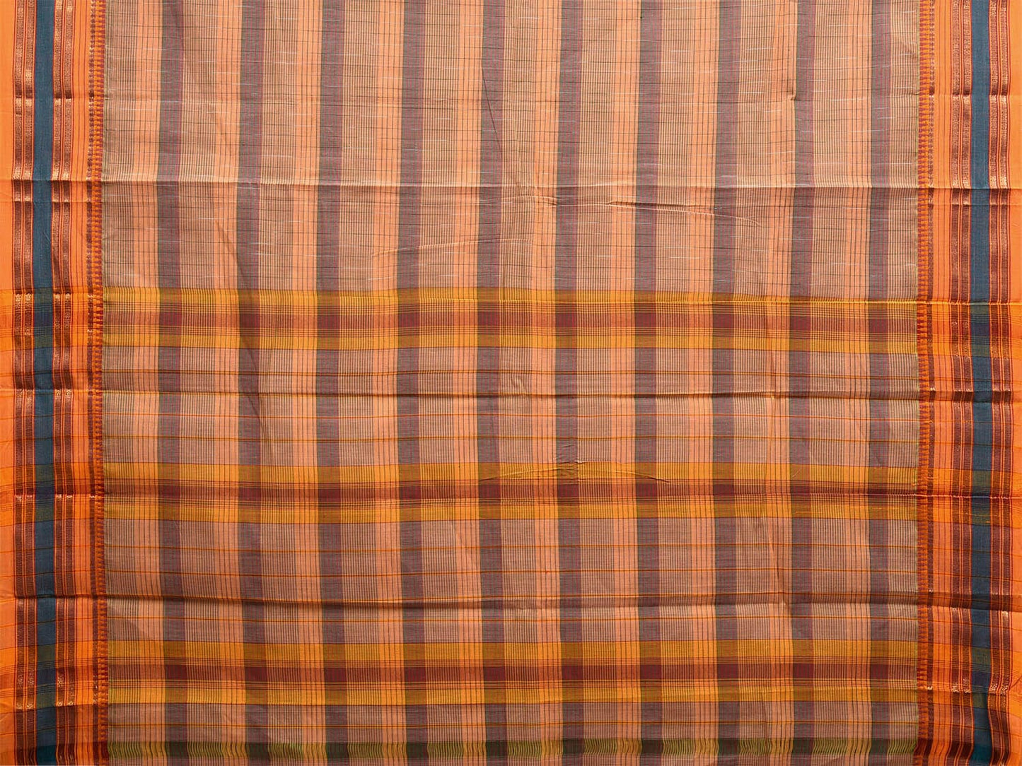 Cream Narayanpet Cotton Handloom Saree with Strips Design No Blouse np1054