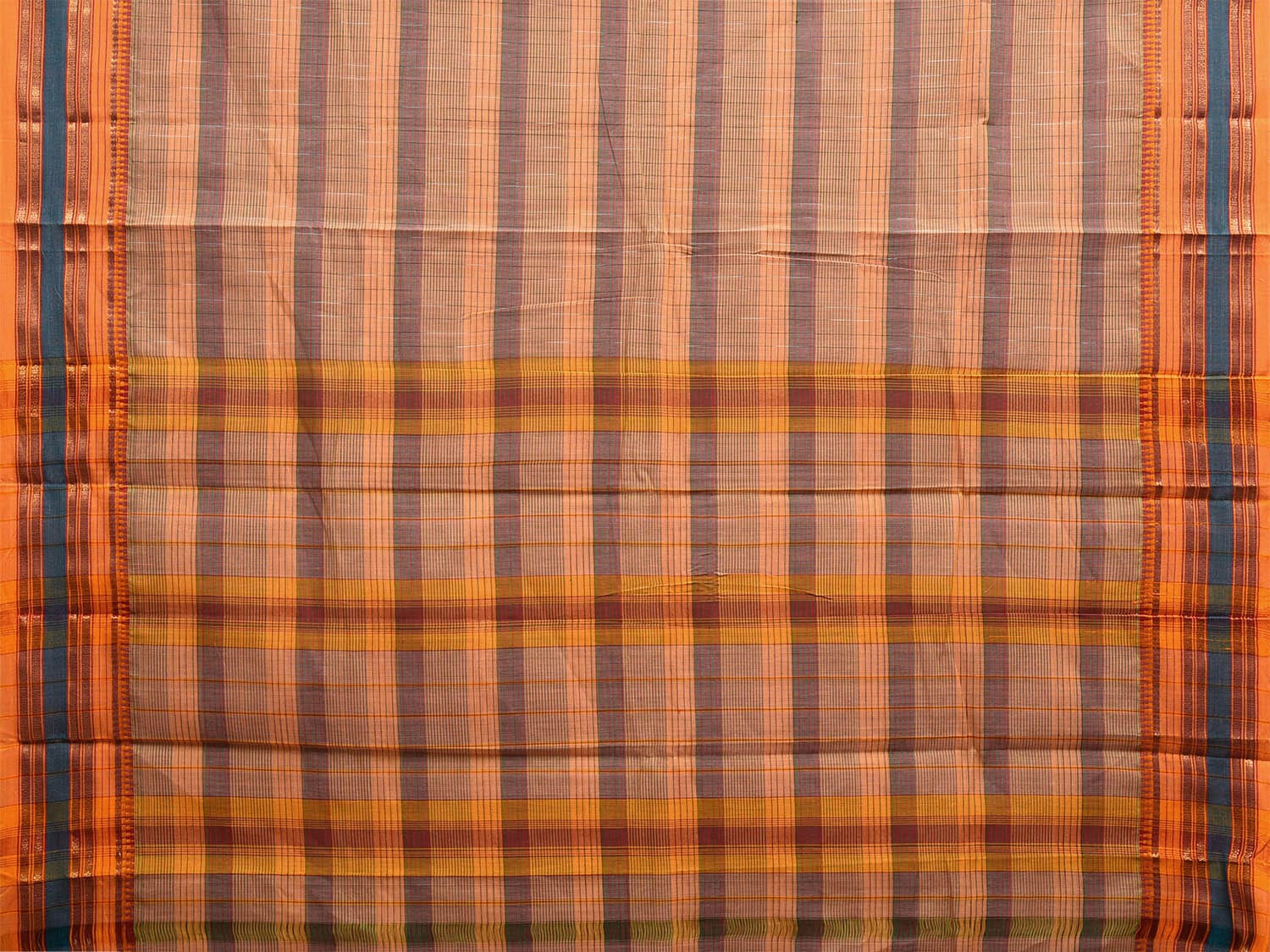 Cream Narayanpet Cotton Handloom Saree with Strips Design No Blouse np1054