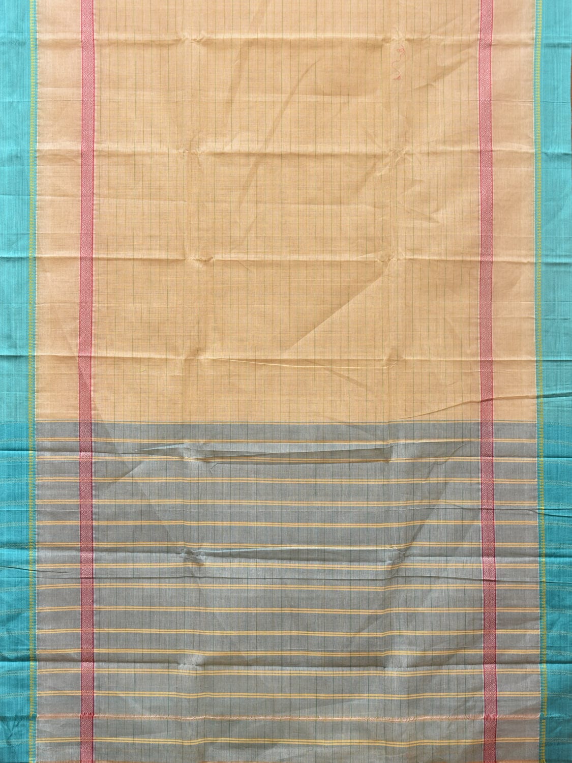 Cream Narayanpet Cotton Handloom Saree with Strips Design np0762