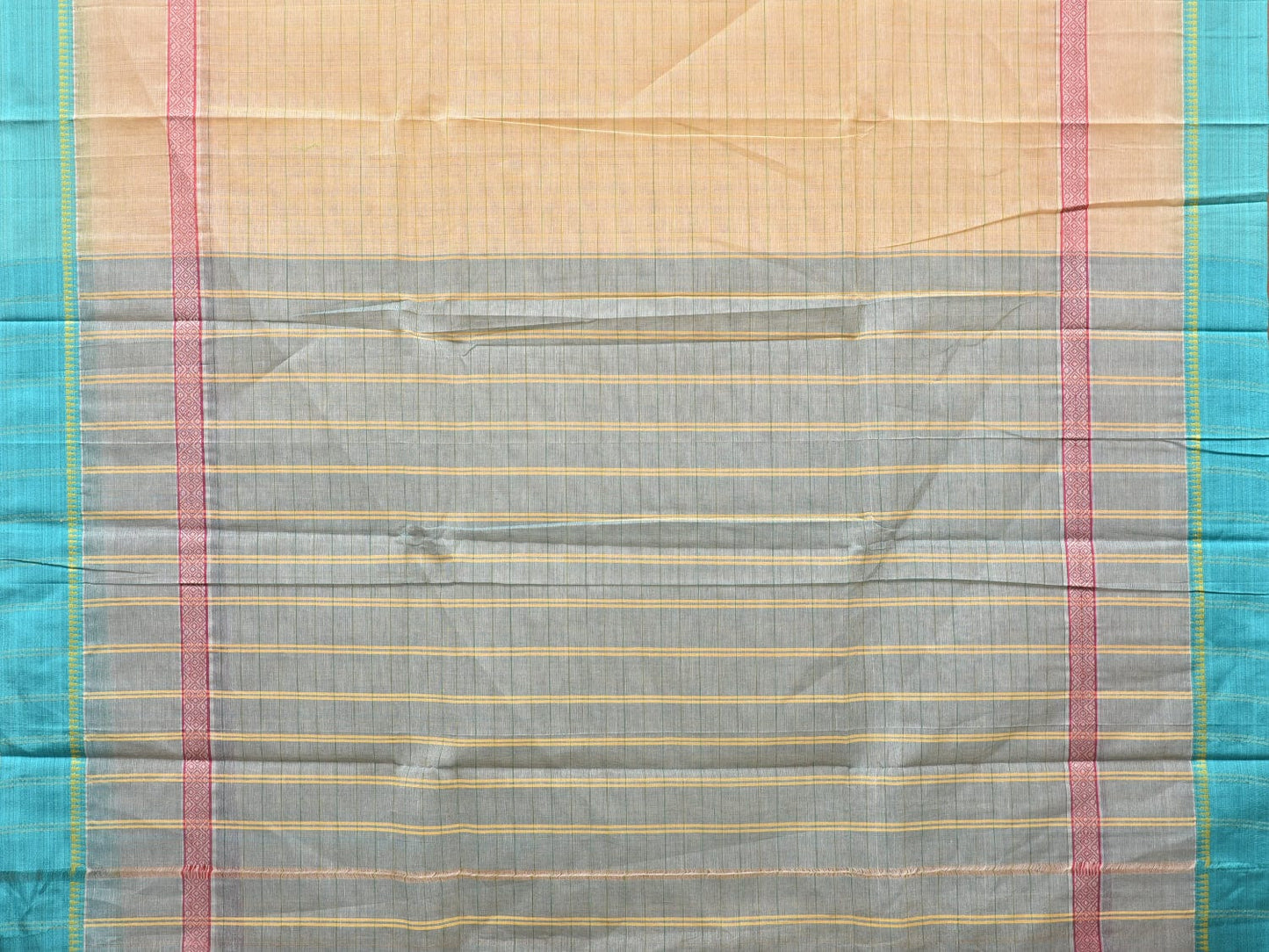 Cream Narayanpet Cotton Handloom Saree with Strips Design np0762