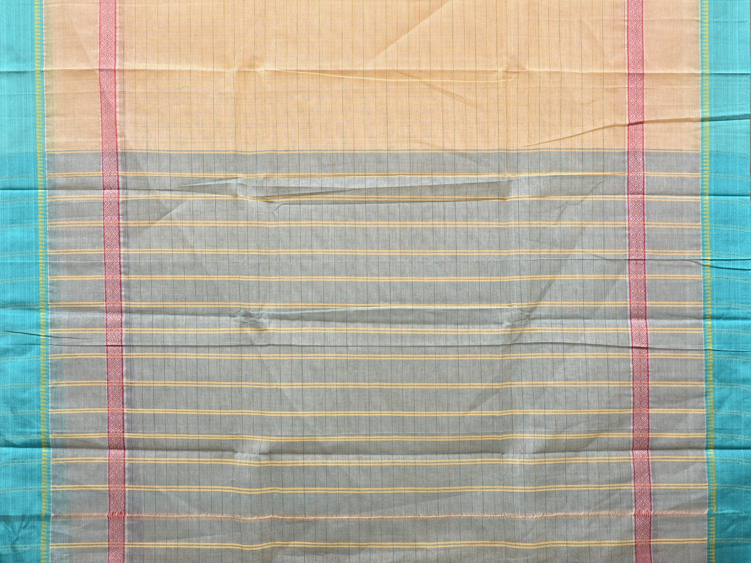 Cream Narayanpet Cotton Handloom Saree with Strips Design np0762