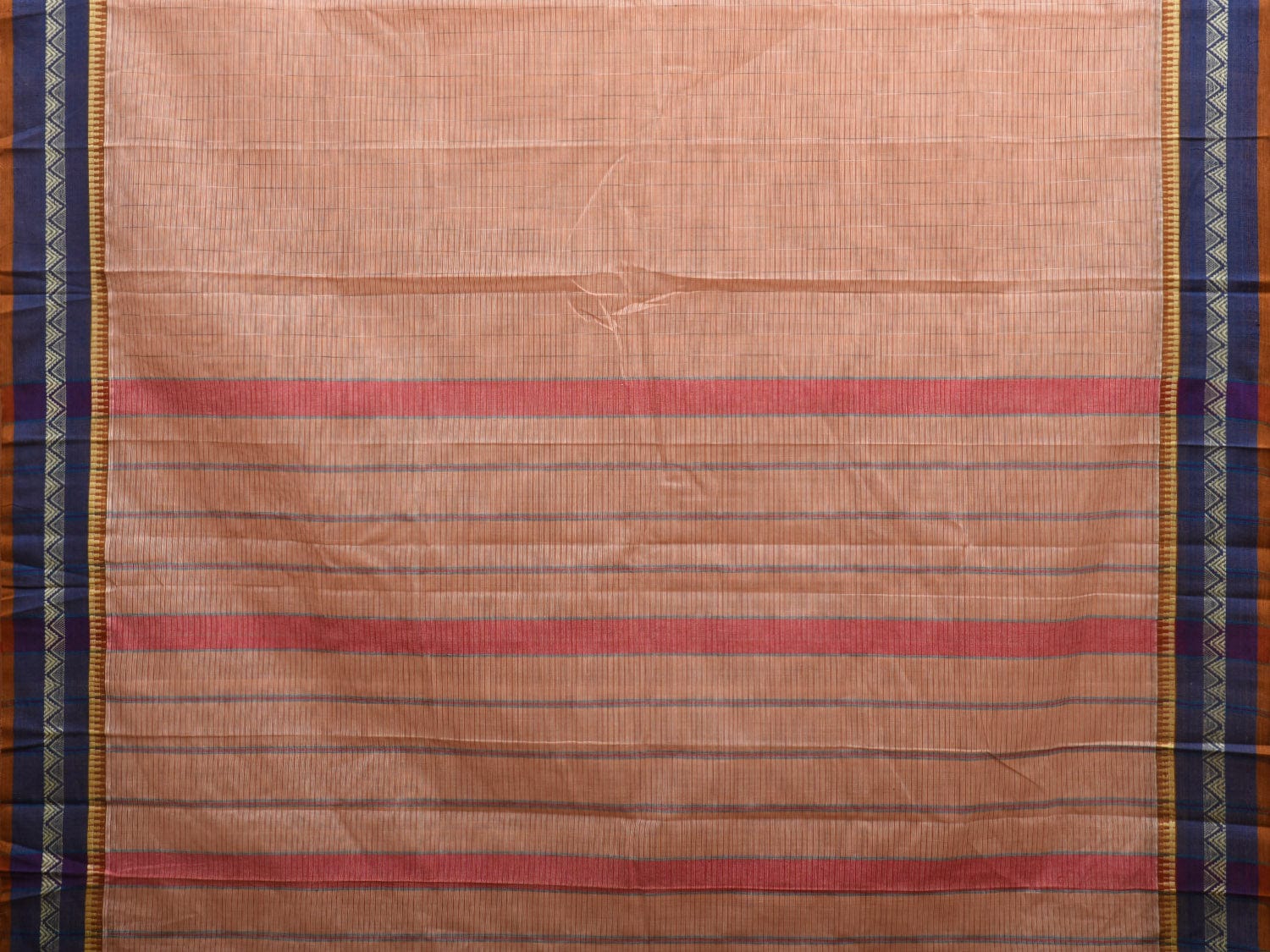 Cream Narayanpet Cotton Handloom Saree with Strips Pallu and Border Design No Blouse np0909