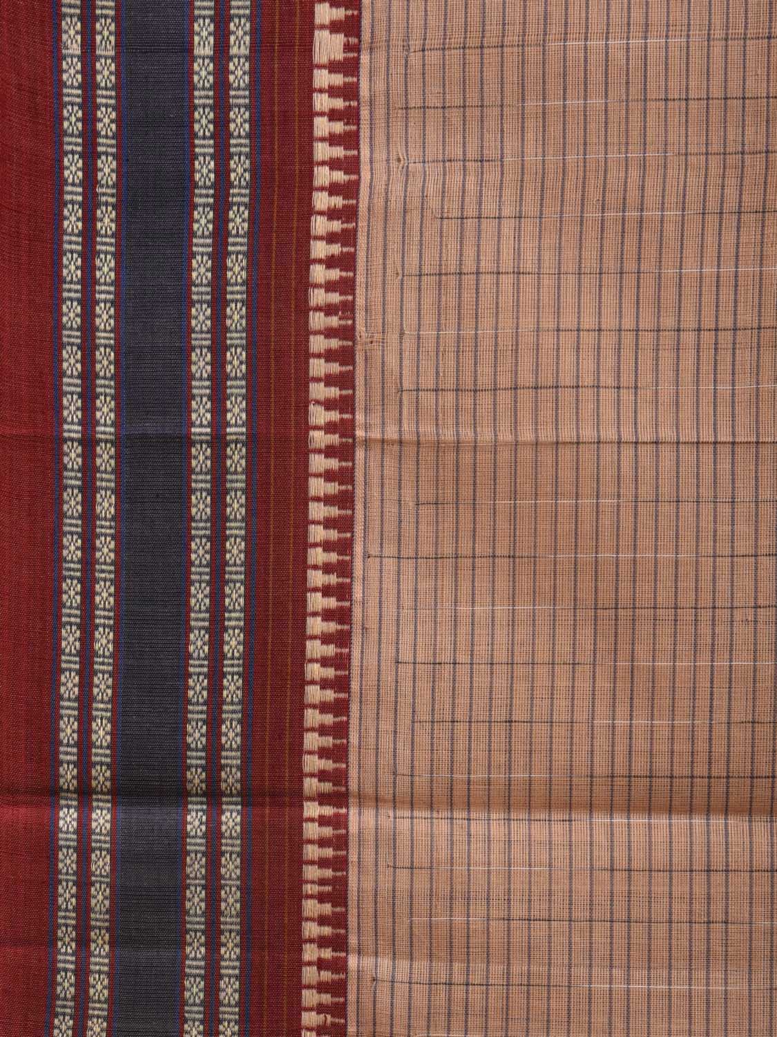 Cream Narayanpet Cotton Handloom Saree with Strips Pallu and Border Design No Blouse np0910