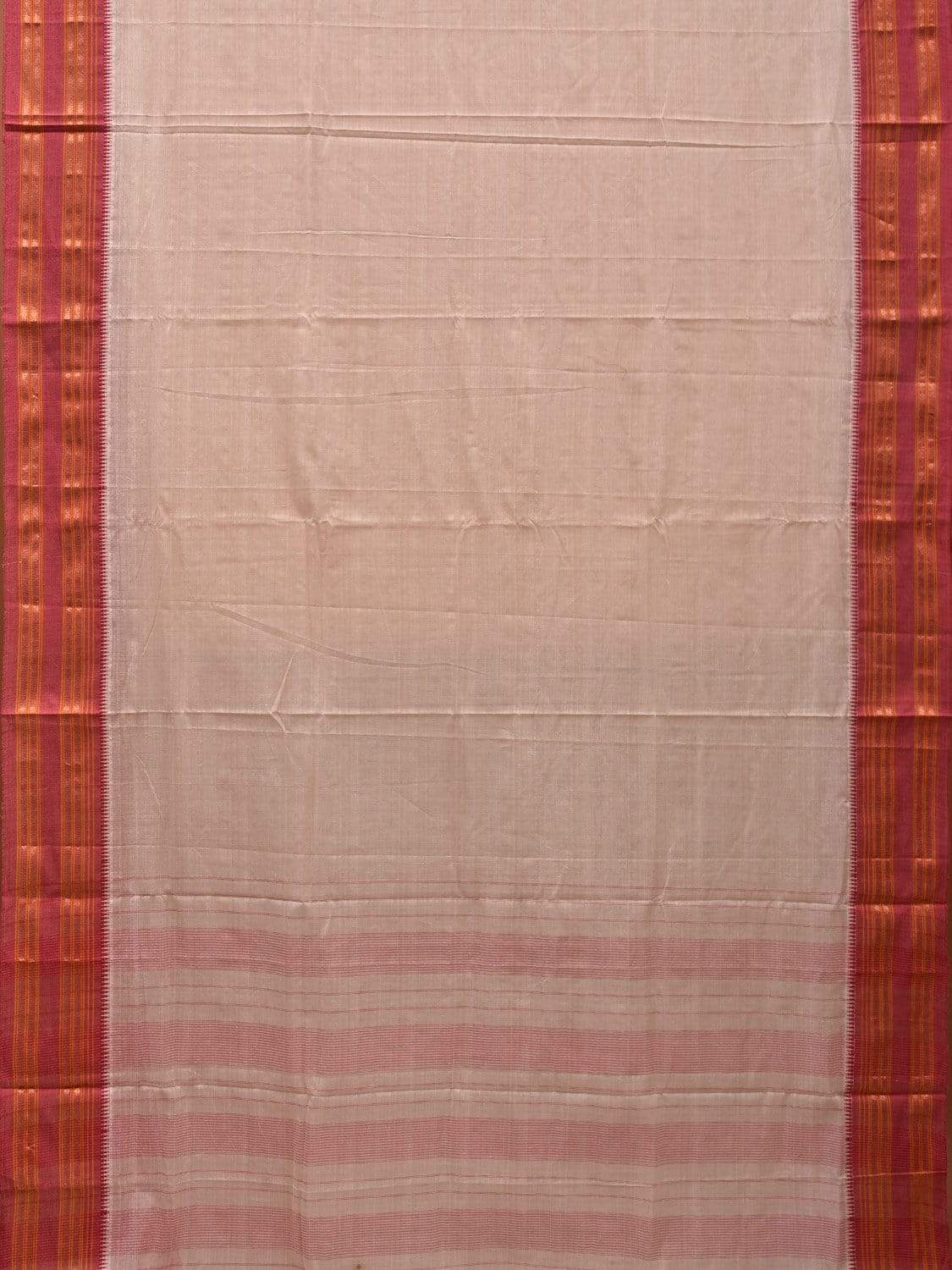 Cream Narayanpet Cotton Plain Saree with Natural Dye Colors np0502