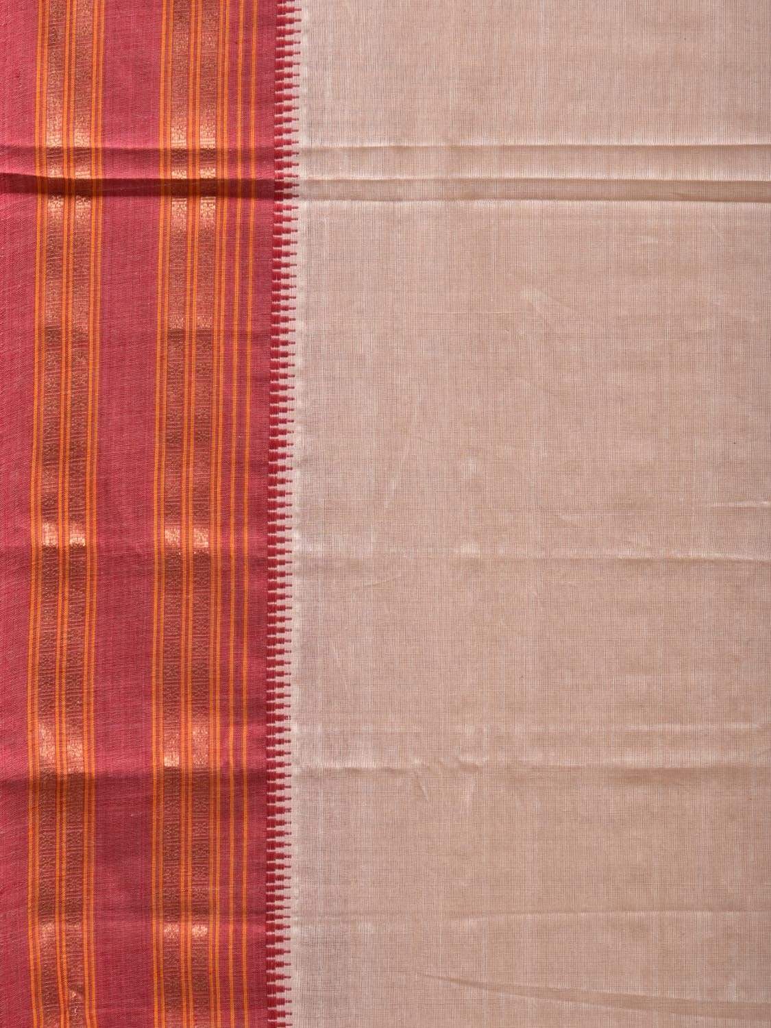 Cream Narayanpet Cotton Plain Saree with Natural Dye Colors np0502