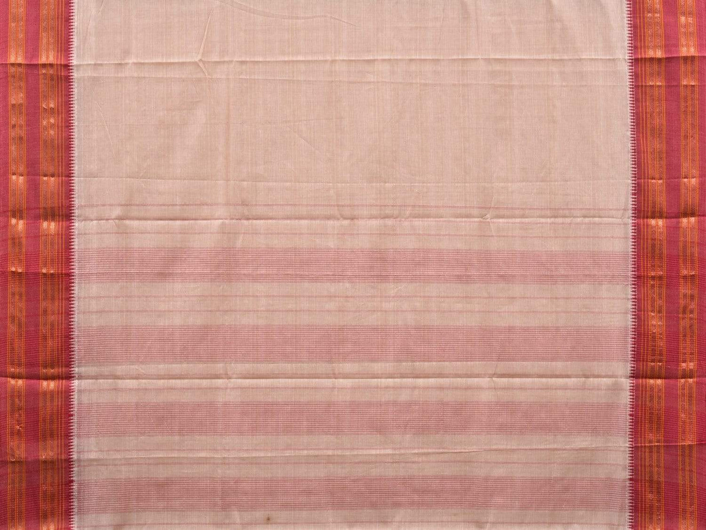 Cream Narayanpet Cotton Plain Saree with Natural Dye Colors np0502