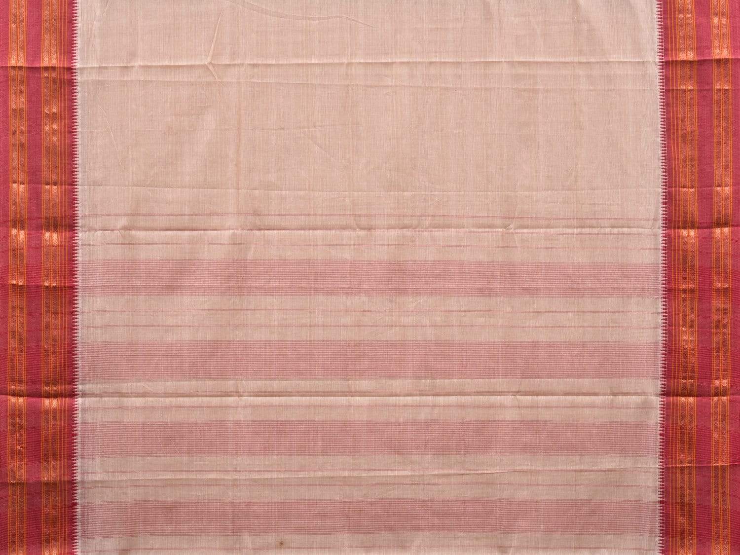 Cream Narayanpet Cotton Plain Saree with Natural Dye Colors np0502